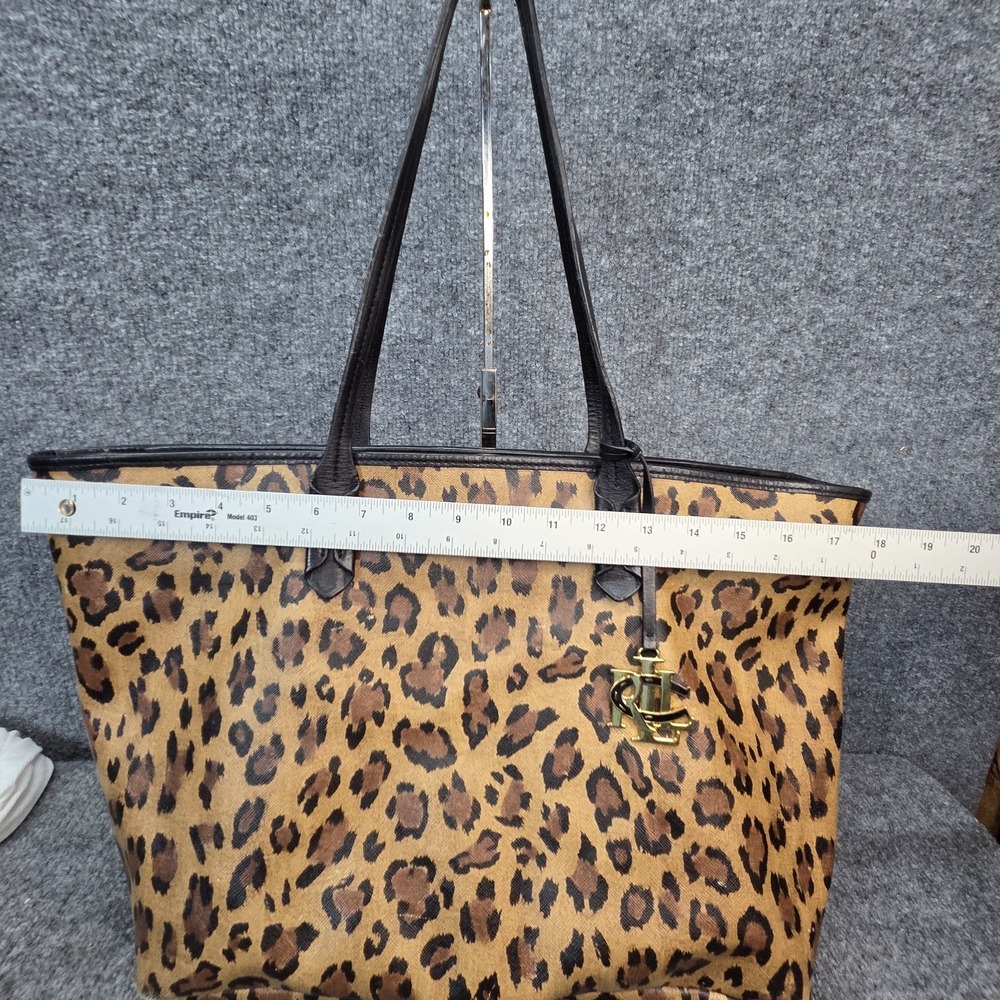 Lauren Ralph Lauren Caldwell Leopard Shopper Tote Bag Designer Handbag Purse - Picture 8 of 16